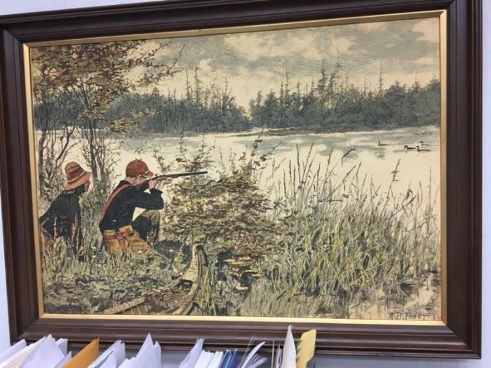Print boy and girl along river shooting