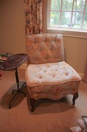 Side Table and Upholstered Chair