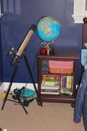 Telescope and Globe with Books