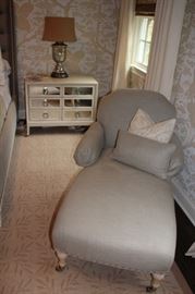 Fainting Couch and Night Stand with Lamp