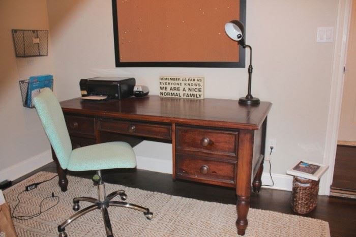 Desk and Chair with Desk Lamp