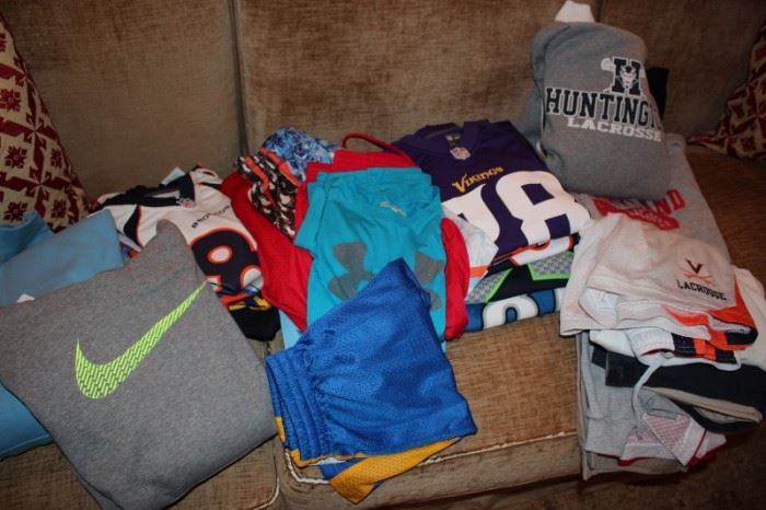 Assorted Clothing including Sports Jerseys