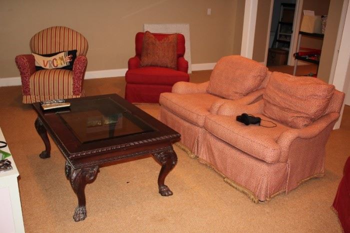 Easy Chairs / Recliners and Wood & Glass Coffee Table