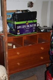 Halloween Decorations including Low Lying Fog Machine and Dresser