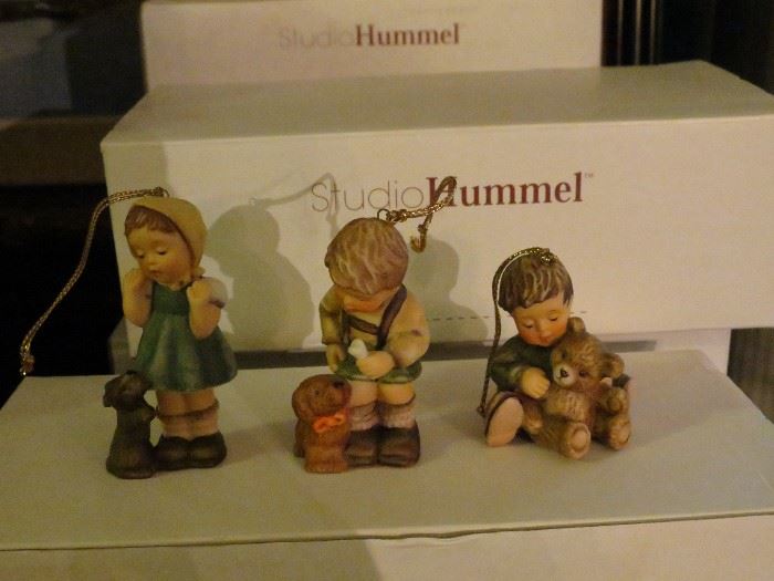 BOXES OF HUMMEL ORNAMENTS.