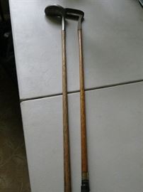 WOODEN SHAFT GOLF CLUBS.