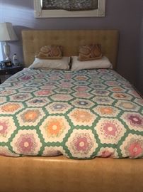 Custom upholstered queen headboard and siderails
$500
(Mattress and quilt not for sale)