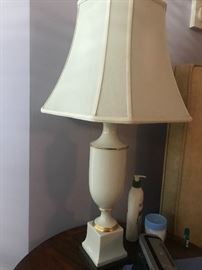 White table lamp with gold detail
$60