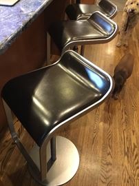 3 WITHIN REACH designer Italian brown leather bar stools. Purchased for $700 each. Currently able to purchase at WITHIN REACH. Selling now for $300 each or all 3 for $800