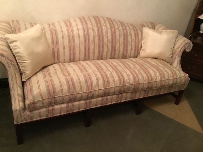 Camelback silk couch down filled with mahogany legs now $450
