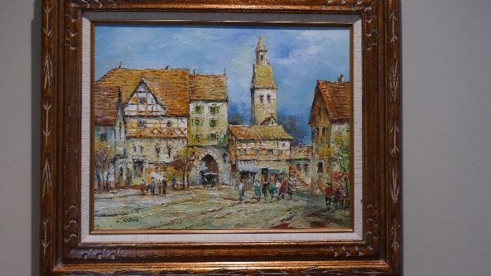 Oil Painting of Bavarian Village