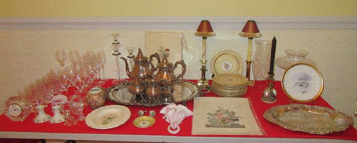 Glassware, silver-plate and sterling