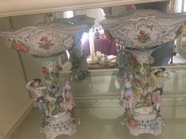 Large Pr Dresden Figural Garniture Pcs