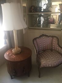 Henredon Table , Murano Lamp, French Chair