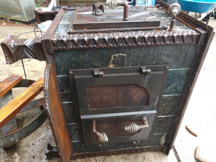 Solid cast iron stove-- heavy and beautiful!