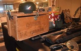 Nazi Helmet and Wood Grenade Box