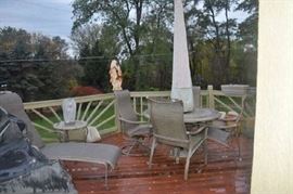 Chaise Lounger and Patio Table and Yard Garden Art, Chaise Lounger