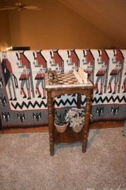 C A & A Italian Chess Set and Navajo Yei Original Rug