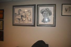 Framed Ducks And Ronald Reagon Picture