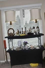 Lamps, Brass Tea Pot C S, Glassware