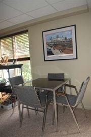 Glass and Metal Table and Chairs