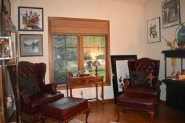 Wing Back Chairs, Desk, Music Items