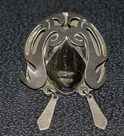 Stone and SIlver Pendant Broach