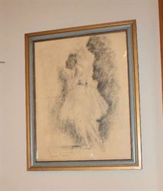 Louis Icart Framed Signed Charcoal