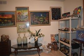 Art -Peruvian and by Pamela Wright Farm market Caribbean, Asian Lamps, Paintings Statuary, Figurines, Rt Upper Corner Picture by Nemel