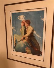Normal Rockwell Girl Boy Globe signed