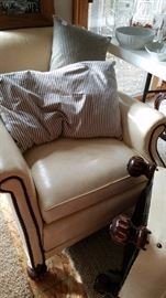 White leather chair and ottoman