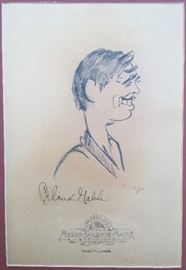 Gift from MGM Friend...Clark Gable Caricature from Original Brown Derby;  Autographed by Clark Gable and signed by Artist.