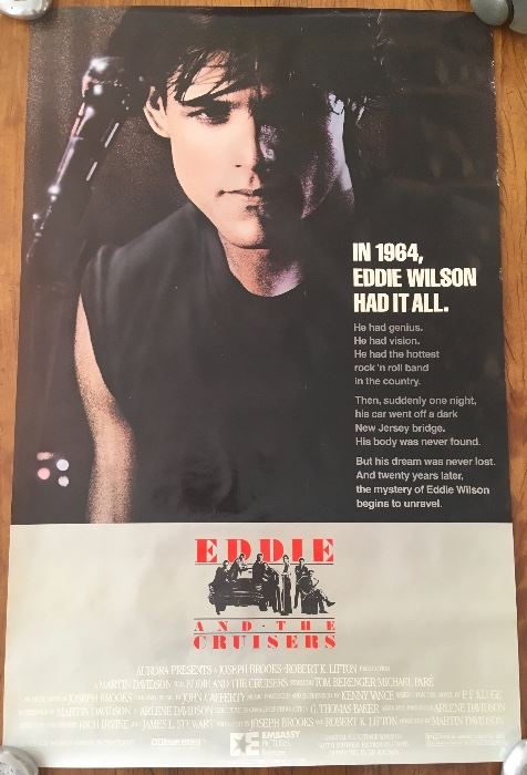 Poster for "Eddie and The Cruisers", Signed by Director, Martin Davidson.   This Cult Film is celebrating its 35th Anniversary.  