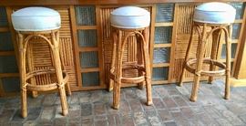 (3) Rattan Bar Stools