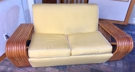 Vintage Paul Frankl 9-Strand Rattan Love Seat