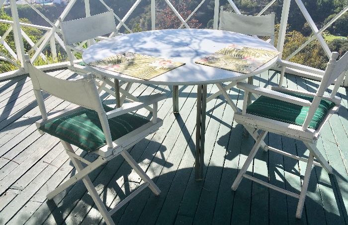 Round Outdoor Table with Director's Chairs