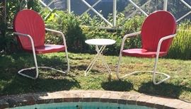 Pair "Vintage-Look" Metal Chairs