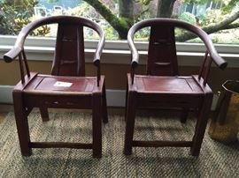Antique Chinese carved horseback 22"w x 24"d x 34.5"h chairs