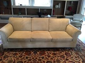 Custom Sofa with wonderful woven neutral fabric also from Rep Crafts of Seattle 96"l x 38"d c 36"h asking $300