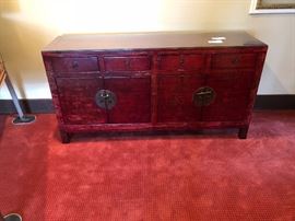antique red lacquered buffet originally $5650 asking $600 66"l x 18"d x 34"h