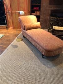 Fainting couch in perfect condition with gorgeous fabric and a view of the sisal rug for sale 77"l asking $140