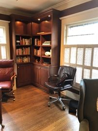 desk chairs and books - bookcases are built in