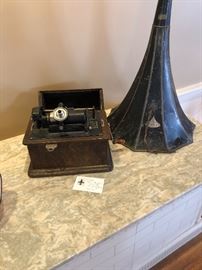 antique Edison cylinder phonograph and cylinder records (21 of them)for sale asking $1200 or best offer