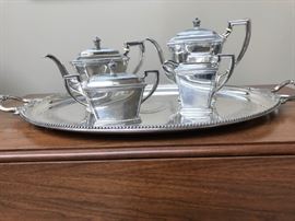 Pantheon silver tea service tea set from International Sterling - tray is not sterling asking $1800 for the set