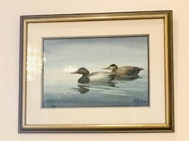 Original Watercolor Kouba two ducks
