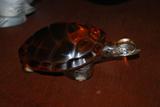 LALIQUE Amber Turtle Signed Figurine