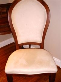 Cream colored suede covered side chair