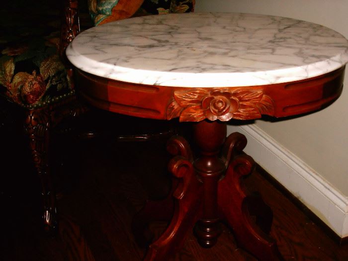 Oval marble top table