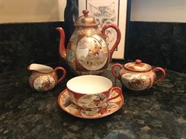 Hand Painted, Gold Leaf, Mikasa Tea Set for 8