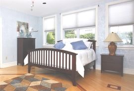 Full Size Bedroom Set - Dresser, Nightstand, Headboard, Footboard, New Mattress Frame, Mattress & Box Springs